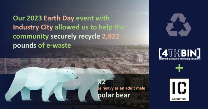 Our 2023 Earth Day event with Industry City allowed us to help the community securely recycle 2,822 pounds of e-waste - the weight of two adult male polar bears!